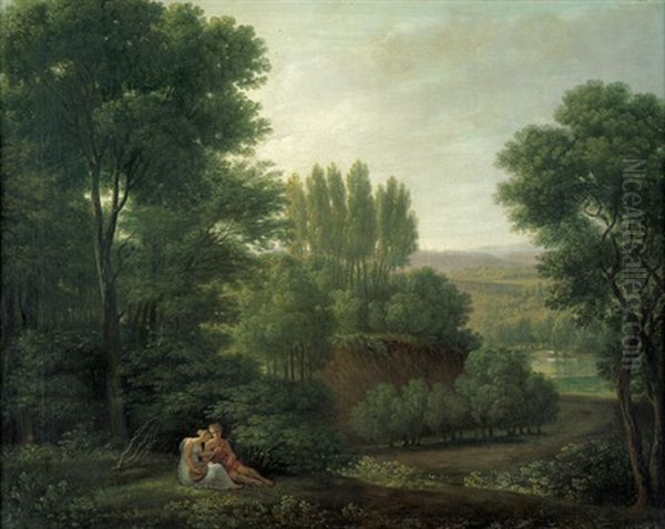 Arkadische Landschaft Mit Mandoline Spielendem Paar Oil Painting by Jacob Philipp Hackert