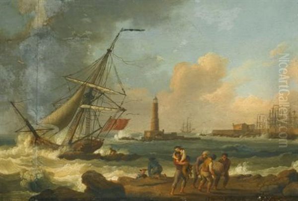 The Port Of Livorno Oil Painting by Jacob Philipp Hackert