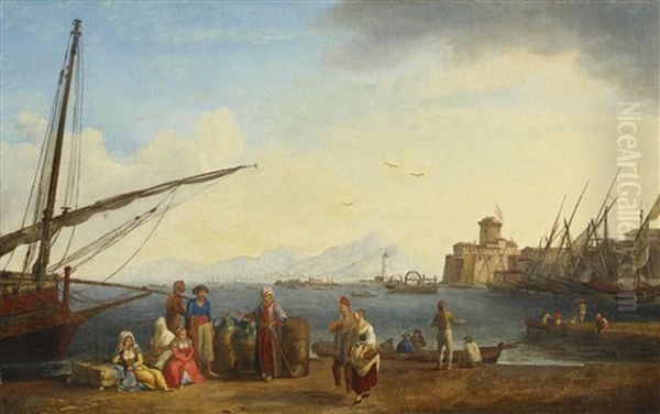 The Port Of Livorno Ii Oil Painting by Jacob Philipp Hackert