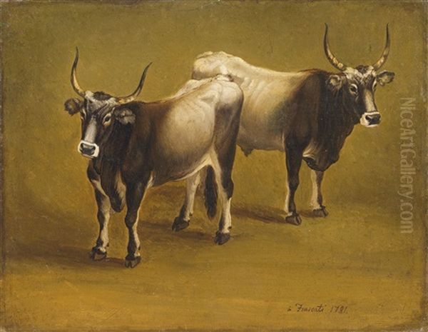 Zwei Kuhe (study) Oil Painting by Jacob Philipp Hackert