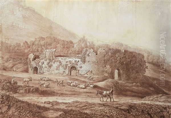 Amphitheater Bei Assisi Oil Painting by Jacob Philipp Hackert