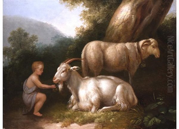 Knabe Mit Ziegenbock Und Schaf Oil Painting by Jacob Philipp Hackert