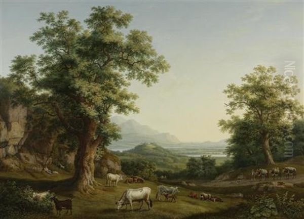 Blick Auf Das Volturnotal In Richtung Capua Oil Painting by Jacob Philipp Hackert