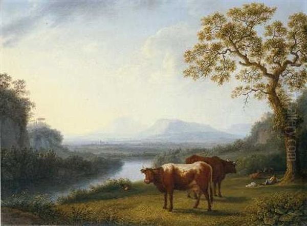 Weite Landschaft Mit Blick Auf Den Volturno Oil Painting by Jacob Philipp Hackert