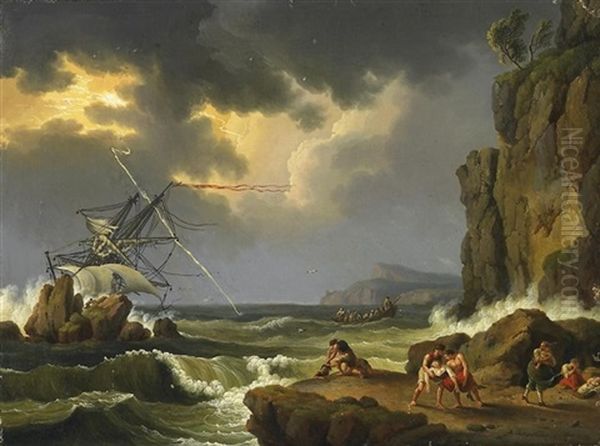 Kustenlandschaft Mit Seesturm Oil Painting by Jacob Philipp Hackert