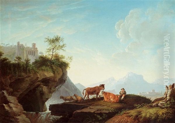 Der Wasserfall Von Tivoli Oil Painting by Jacob Philipp Hackert