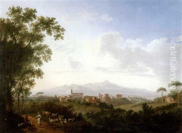 Paysage Avec Vue De Rome Et Du Latium Oil Painting by Jacob Philipp Hackert