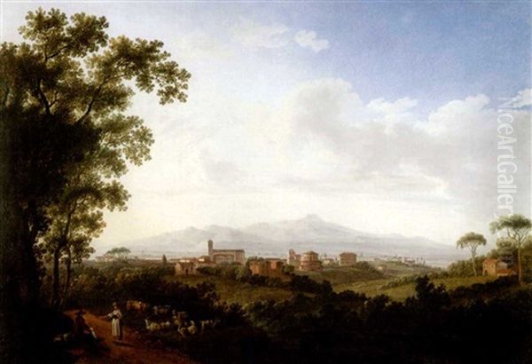 Landschaft Mit Motiven Der Stadt Rom Und Latiums Oil Painting by Jacob Philipp Hackert