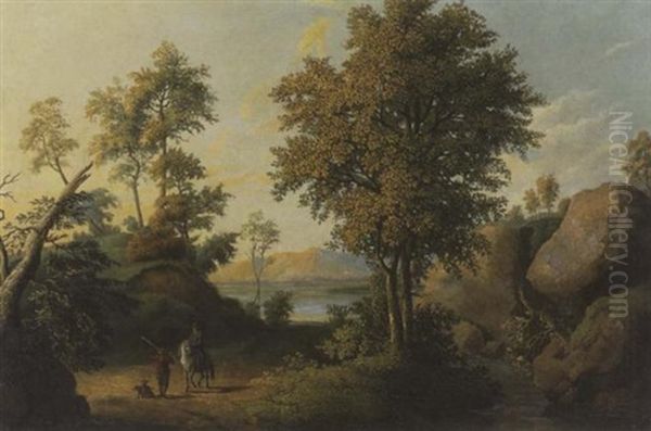 Felsige Waldlandschaft Mit Einem See Oil Painting by Jacob Philipp Hackert