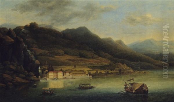 Lake Como, A View Of La Plianiane From The Sea Oil Painting by Jacob Philipp Hackert