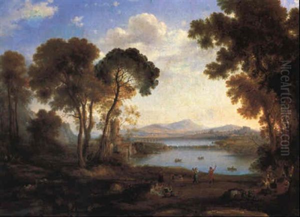 Ideale Landschaft Mit Tanzendem Paar Oil Painting by Jacob Philipp Hackert