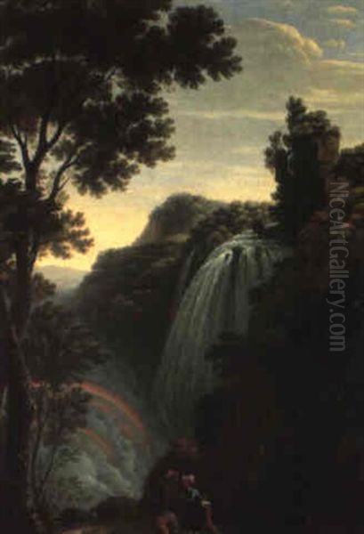 View Of The Waterfalls At Terni Oil Painting by Johann Gottlieb Hackert