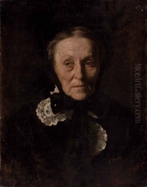 Bildnis Einer Alteren Frau In Schwarzer Bekleidung Oil Painting by Gabriel Von Hackl