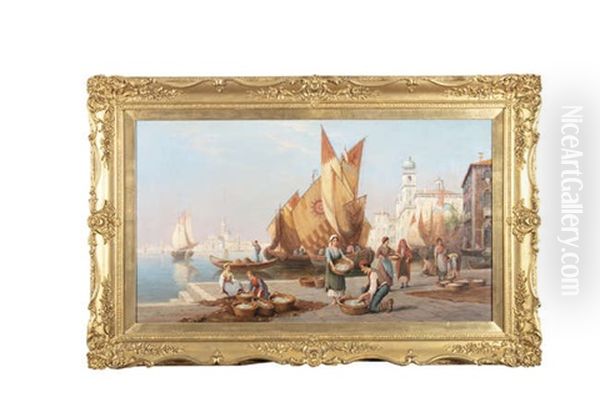 Venetian Fish Sellers Oil Painting by Arthur Trevor Haddon