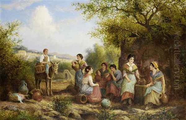 A Good Gossip Oil Painting by Arthur Trevor Haddon