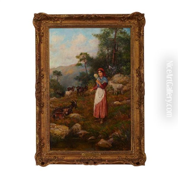 An Italian Peasant Girl (maid Of The Mountains) Oil Painting by Arthur Trevor Haddon