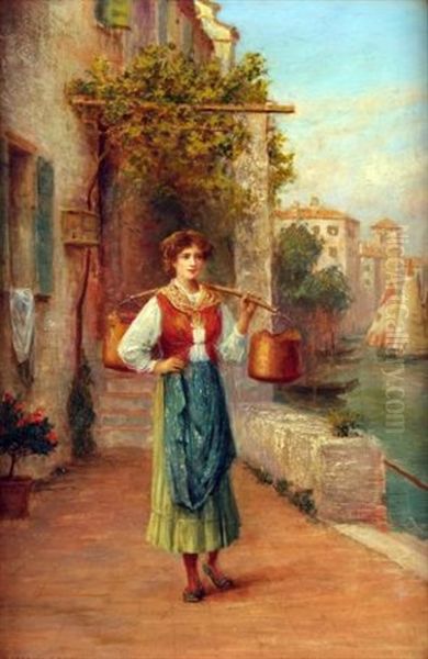 A Venetian Lady Oil Painting by Arthur Trevor Haddon