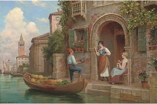 The Venetian Fruit Seller Oil Painting by Arthur Trevor Haddon