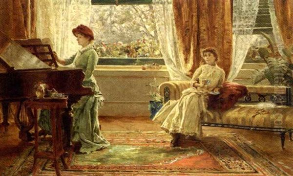 Tea At The Piano Oil Painting by Arthur Trevor Haddon