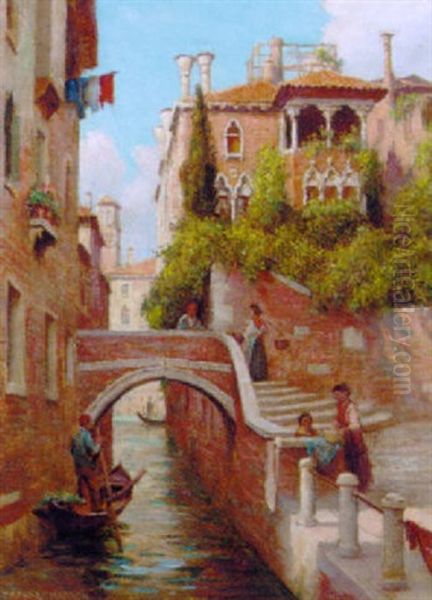 A Quiet Backwater, The Dario Palace, Venice Oil Painting by Arthur Trevor Haddon