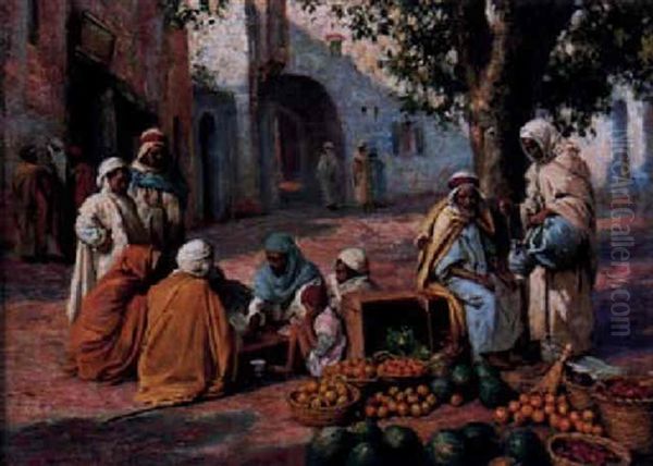 Mediterranean Market Oil Painting by Arthur Trevor Haddon