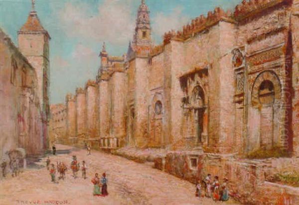 A Moorish Courtyard, Seville Oil Painting by Arthur Trevor Haddon