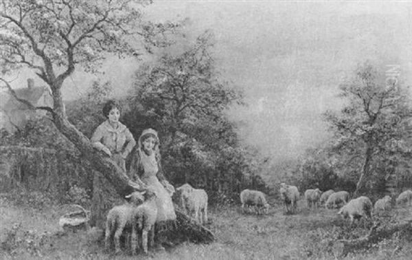 Feeding The Baa-lambs Oil Painting by Arthur Trevor Haddon