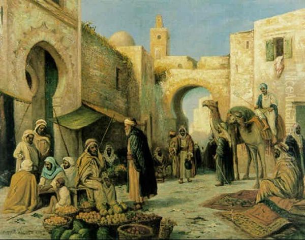 Orientalisk Marknadsplats Oil Painting by Arthur Trevor Haddon