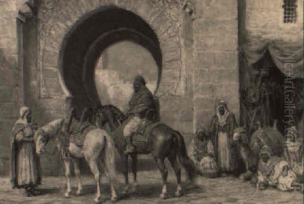 Arab Traders At City Gate Oil Painting by Arthur Trevor Haddon