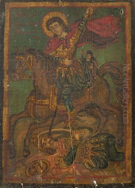 Saint Demetrius Oil Painting by Theofilos Hadjimichail