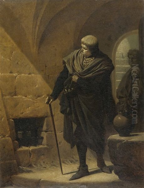 Gefangenschaft Konig Ludwigs Xi. Von Frankreich Im Kerker Karls Des Kuhnen Oil Painting by Carl von Haeberlin