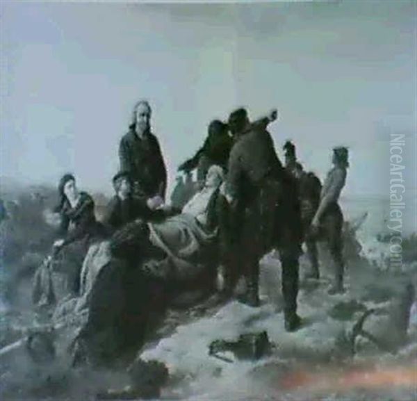 Rettung Auf Fohr.in Den Dunen Fischerfamillie Bei Dem       Verletzten Sohn Oil Painting by Carl von Haeberlin