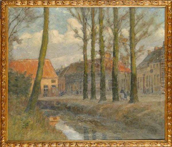 Entree De Village Anime Oil Painting by Leopold Haeck