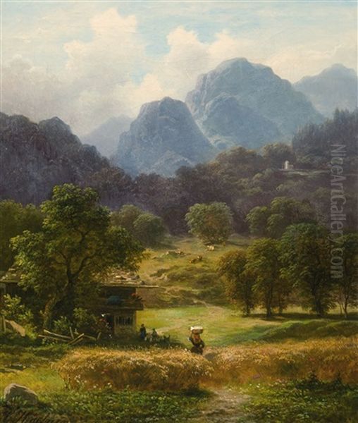 Mountain Landscape Oil Painting by Carl Haefner