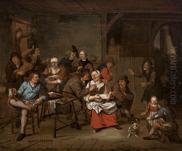 In The Tavern Oil Painting by Nicolas (Walraven) van Haeften