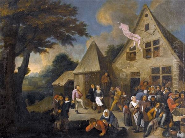 Frohliche Dorfgesellschaft Bei Der Schenke Oil Painting by Nicolas (Walraven) van Haeften