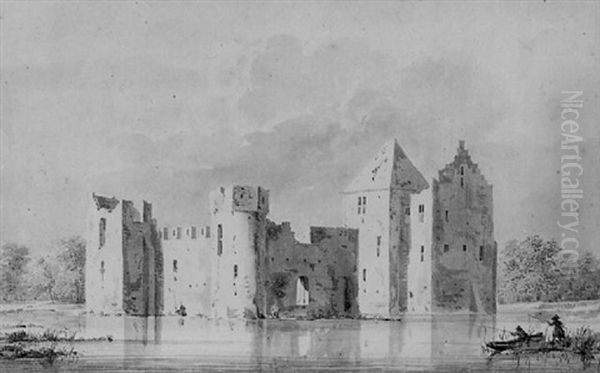 Ruin Of The Ameyde Castle Oil Painting by Abraham de Haen the Younger