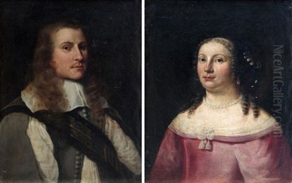 Portraits De Jeune Homme Et De Jeune Femme Oil Painting by Johan van Haensbergen