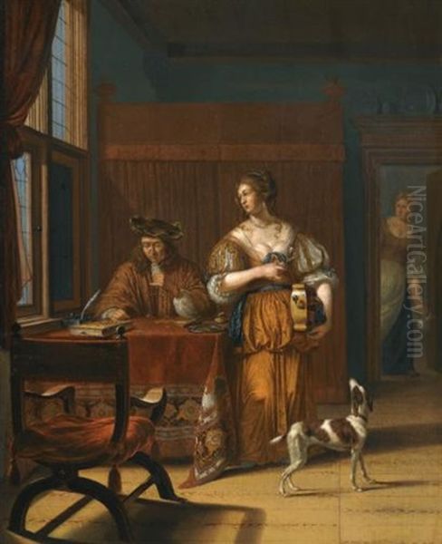 The Money Changer Oil Painting by Johan van Haensbergen