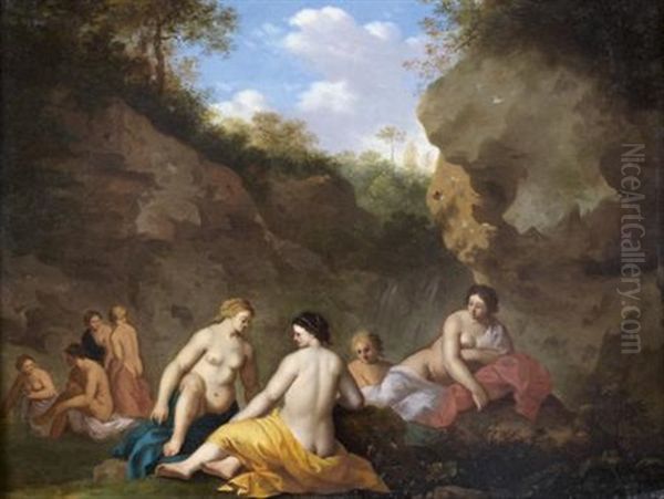 Repos Des Nymphes Dans Un Paysage Rocheux Oil Painting by Johan van Haensbergen