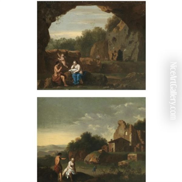 Landscapes With Mythological Scenes (pair) Oil Painting by Johan van Haensbergen