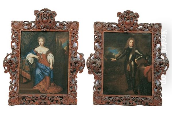 Bildnisse Eines Ehepaares Vor Landschaftshintergrund (pair) Oil Painting by Johan van Haensbergen