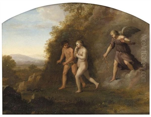 The Expulsion From The Garden Of Eden Oil Painting by Johan van Haensbergen