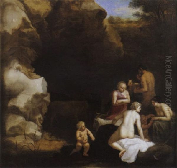 Nymphes Et Un Satyre Dans Un Paysage Oil Painting by Johan van Haensbergen