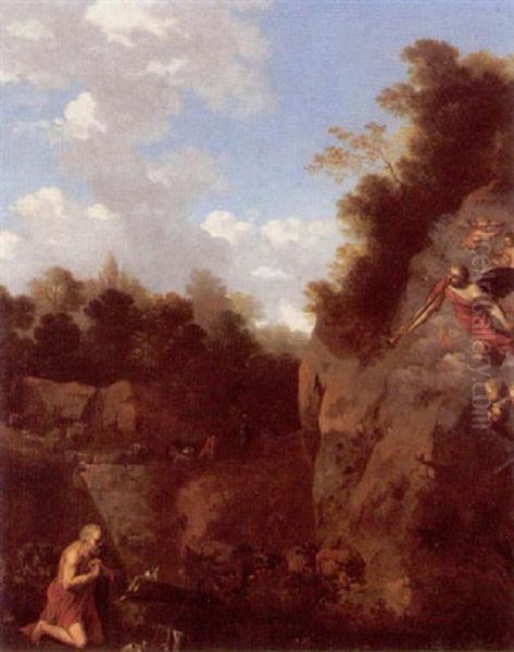 An Italianate Landscape With Saint Jerome At Prayer Oil Painting by Johan van Haensbergen