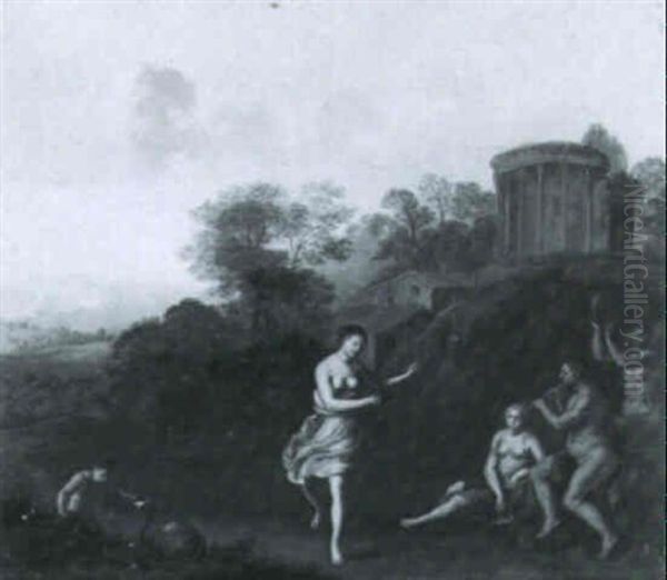 Bacchanale Devant Le Temple De Vesta Oil Painting by Johan van Haensbergen