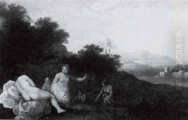 Bathers In An Italianate Landscape Oil Painting by Johan van Haensbergen