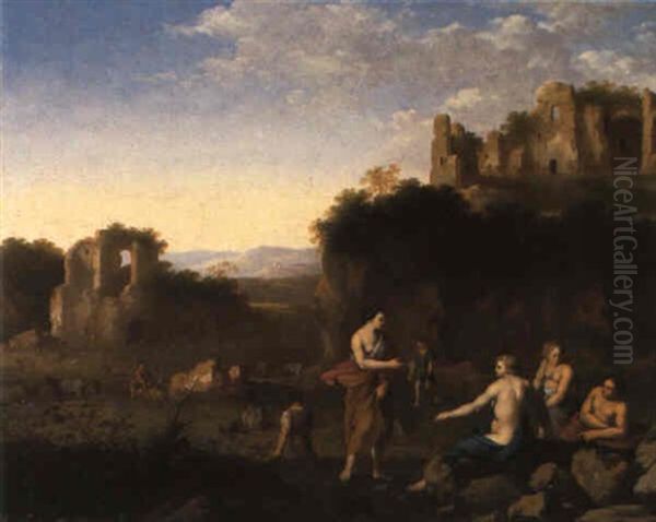 Arkadische Landschaft Oil Painting by Johan van Haensbergen