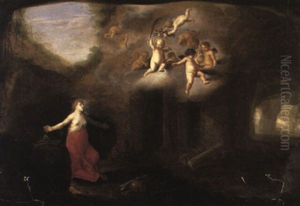 La Madeleine Penitente Dans Une Grotte Oil Painting by Johan van Haensbergen