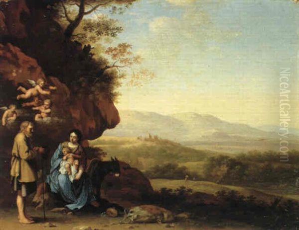 The Rest On The Flight Into Egypt Oil Painting by Johan van Haensbergen